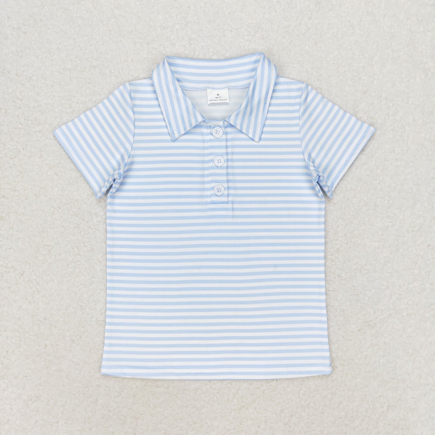 BT0653 Light blue striped short sleeve top high quality new born baby clothes