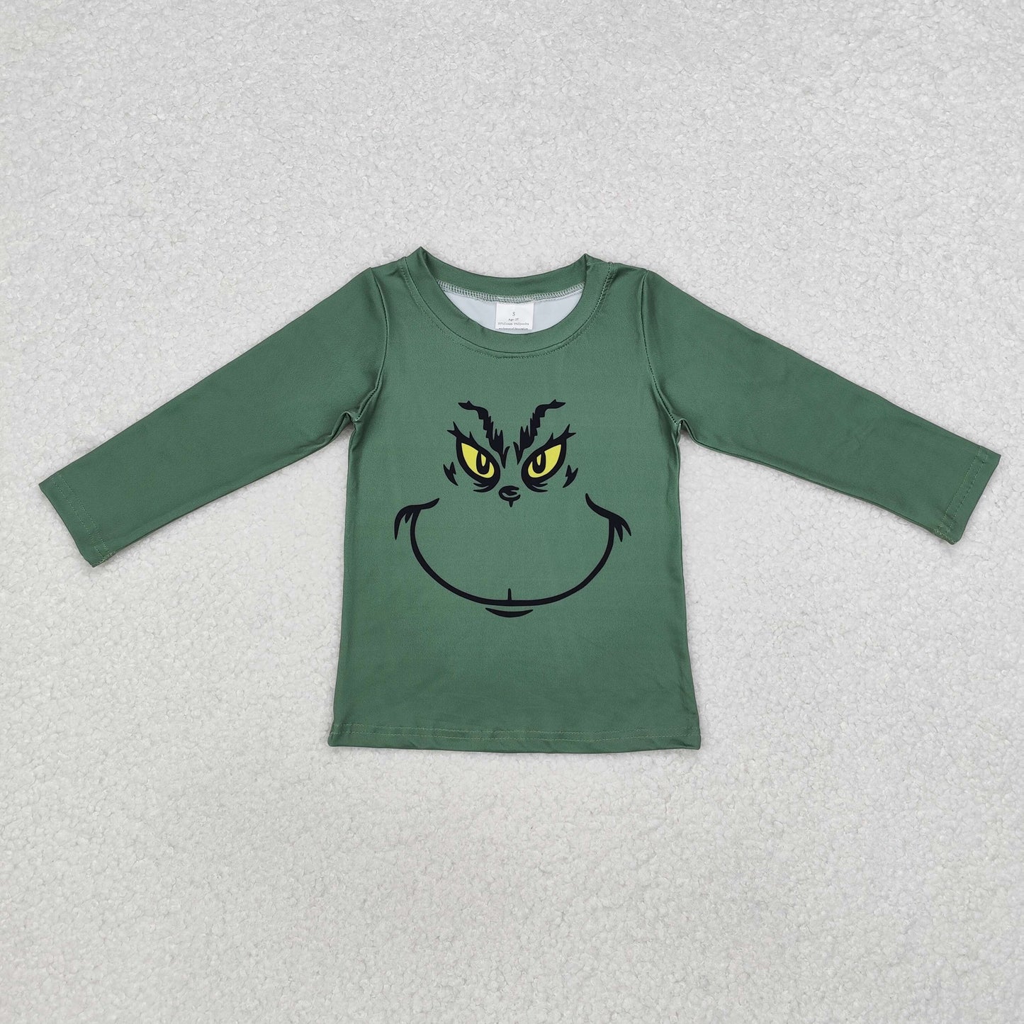 BT0725 grinch Smiley face green long-sleeved top New arrival