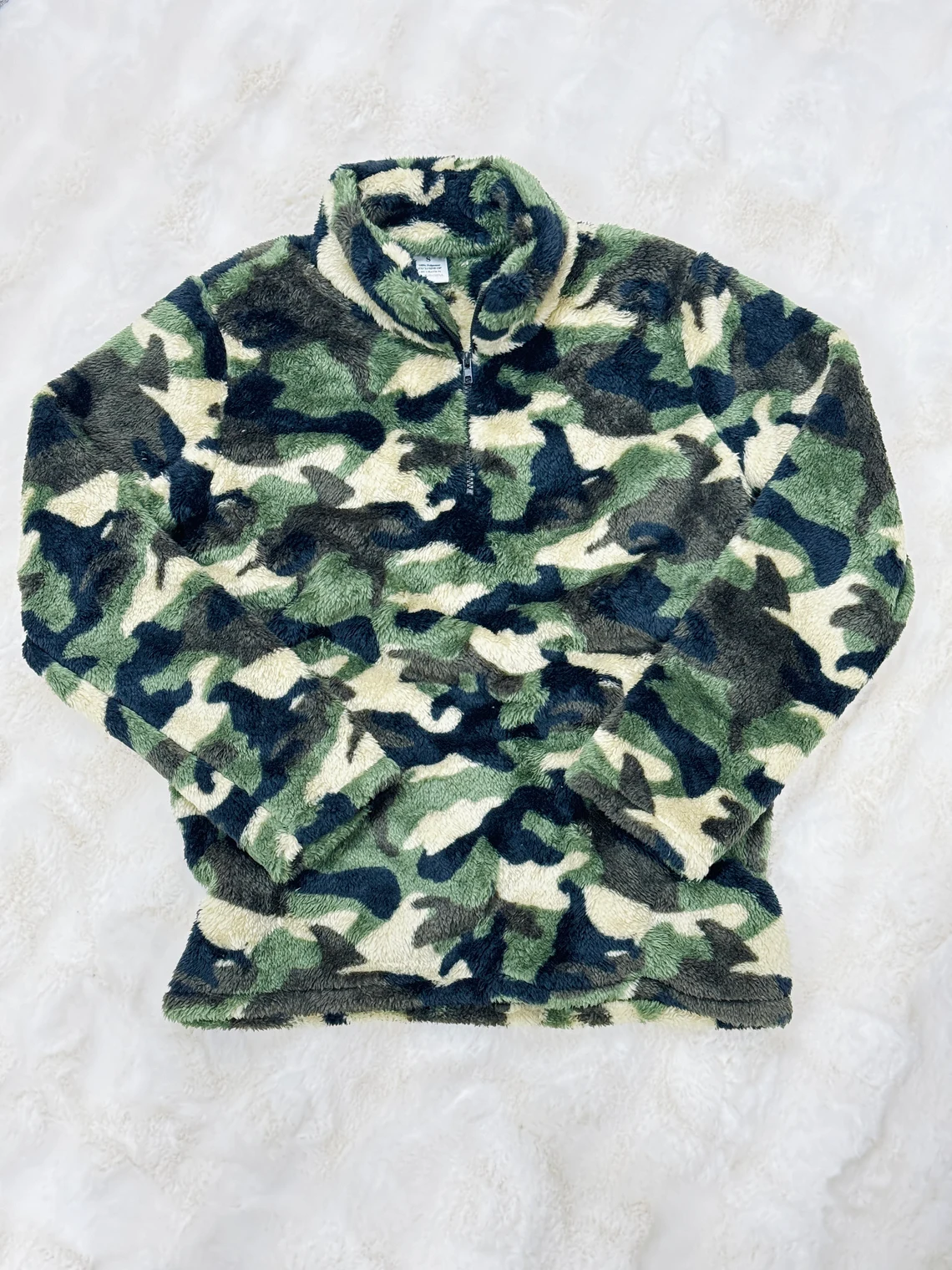 Preorder BT0737  Camouflage rice green zipper fleece jacket long sleeve top