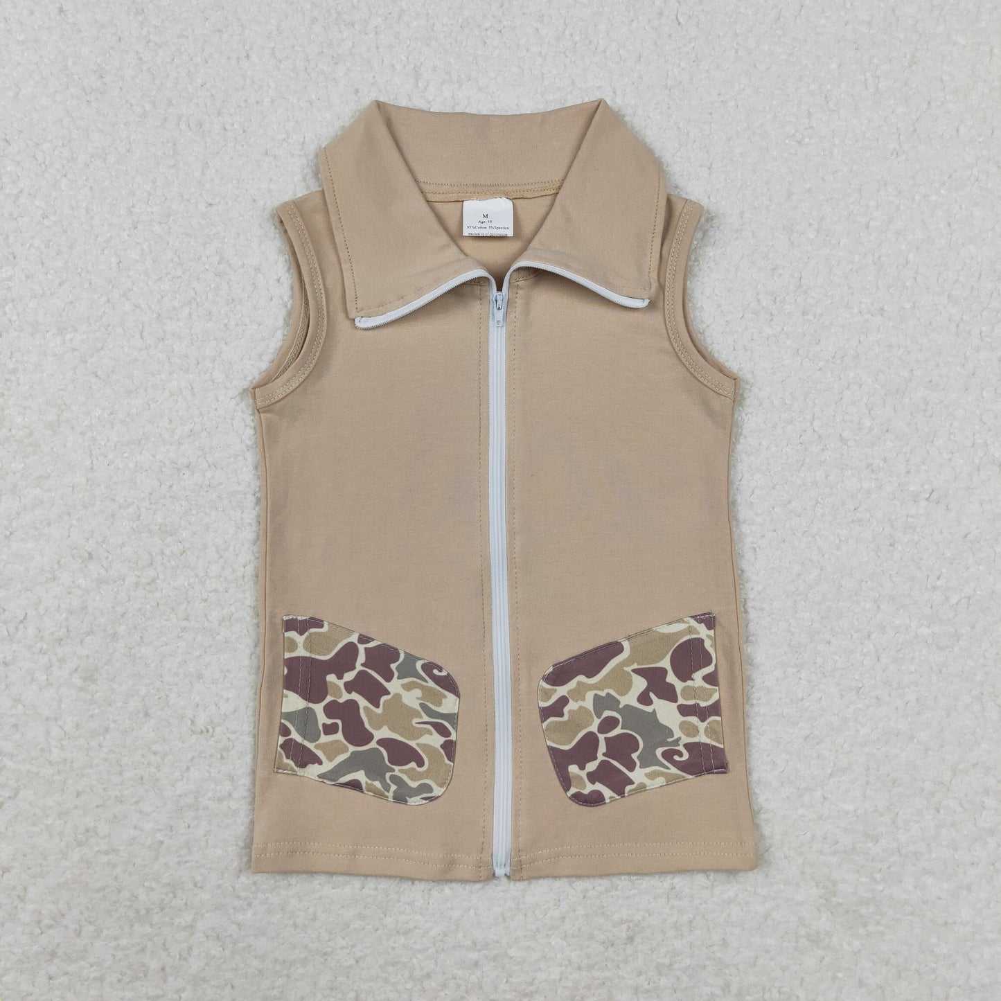 BT0741 RTS Camo pocket zipper sleeveless top