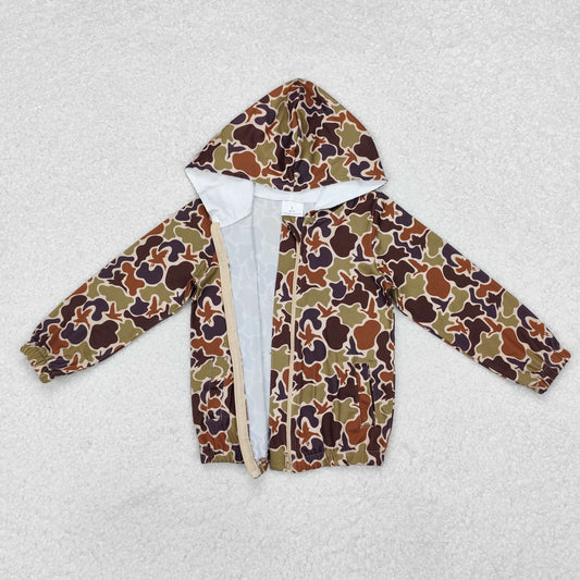 BT0762 Duck camouflage brown green zip-up hooded long-sleeved top new arrival