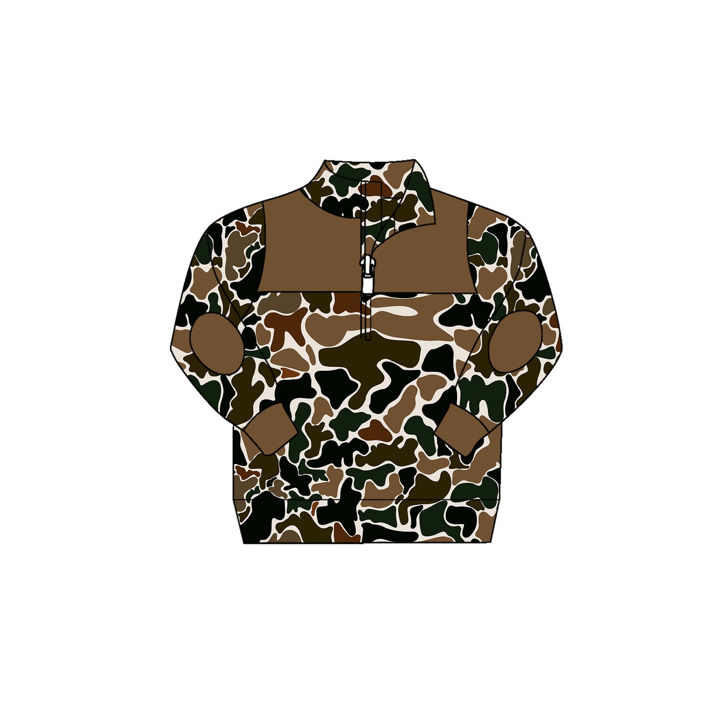 Preorder BT0810 NO MOQ brown green camouflage beige zip-up long-sleeved top