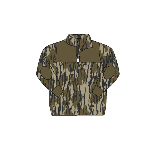 Preorder BT0811 NO MOQ Army green camouflage zip-up long-sleeved top