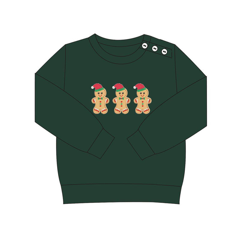 Preorder BT0817 NO MOQ Gingerbread Man green long-sleeved top