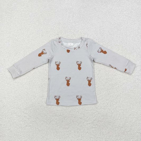 BT0854 Antler Gray Stripe Long-Sleeved Boys Top RTS 202509