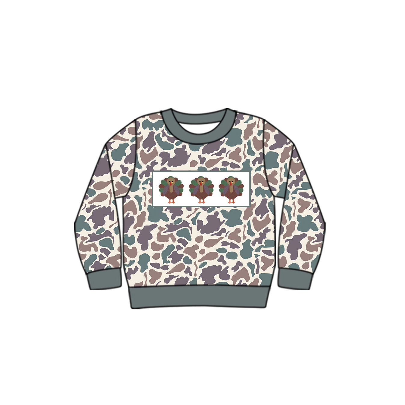 Preorder BT0863 Turkey camouflage rice green long sleeve top high quality wholesale