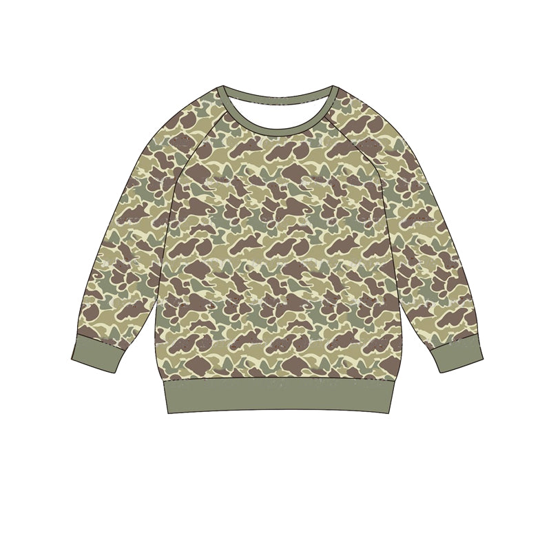 Preorder BT0883 Camouflage brown green long sleeve top high quality