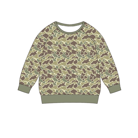 Preorder BT0883 Camouflage brown green long sleeve top high quality