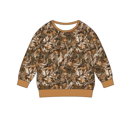 Preorder BT0885 Camo twig leaf long sleeve top high quality