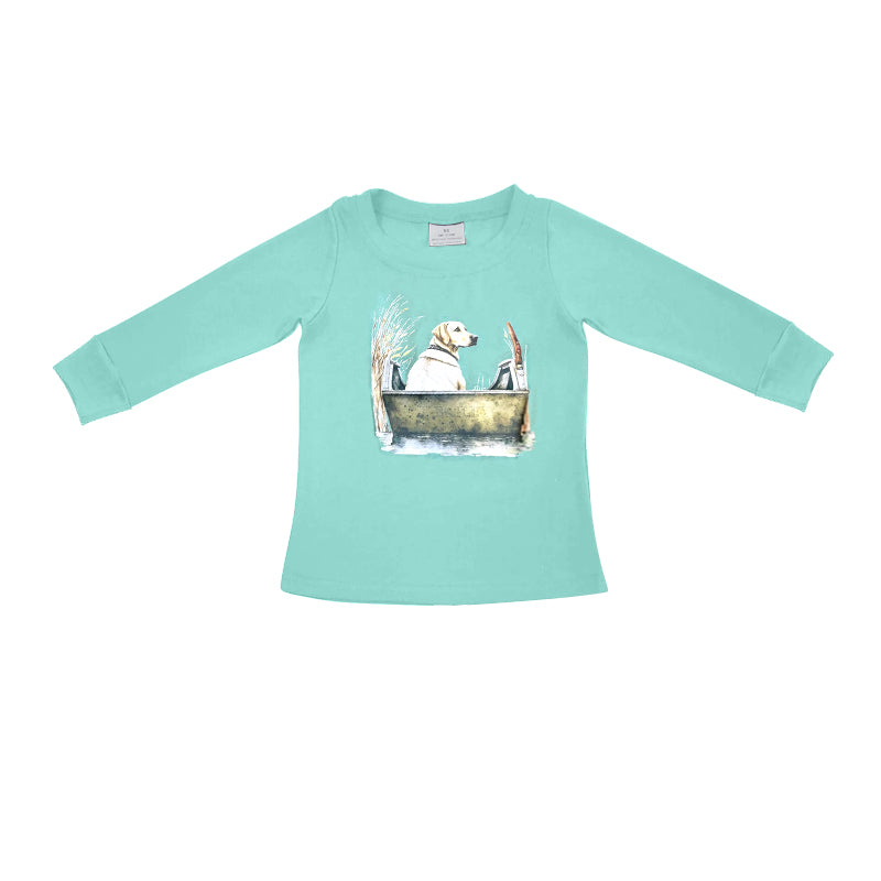 Preorder BT0896 Puppy gun teal long-sleeved top