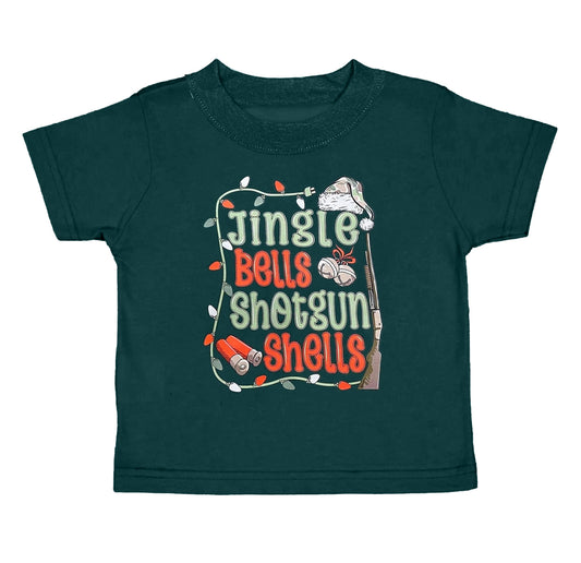 Preorder BT0900 jingle bells Letter Christmas dark green short-sleeved top