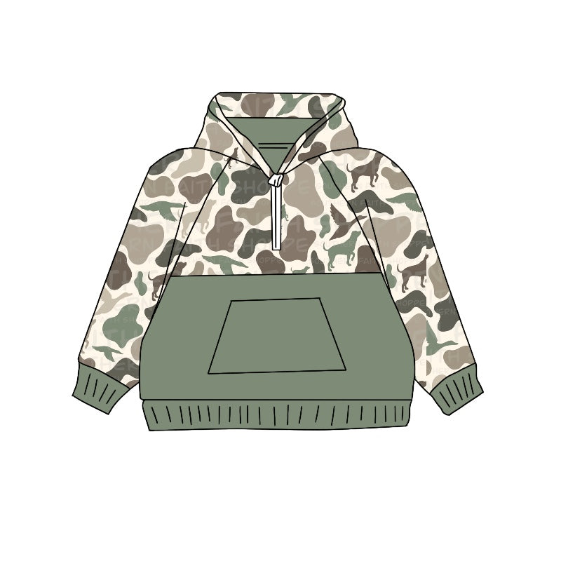 Preorder BT0914 Duck Puppy camouflage zipper pocket hooded long-sleeved top