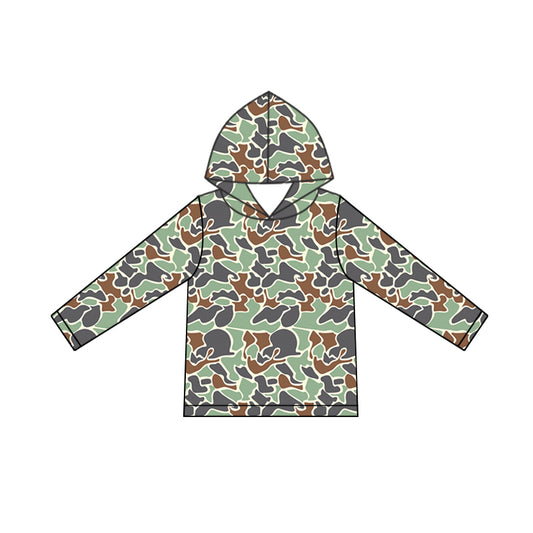 Preorder BT0918 Camouflage brown green hooded long-sleeved top