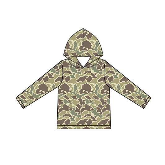 Preorder BT0919 Camouflage green hooded long-sleeved top