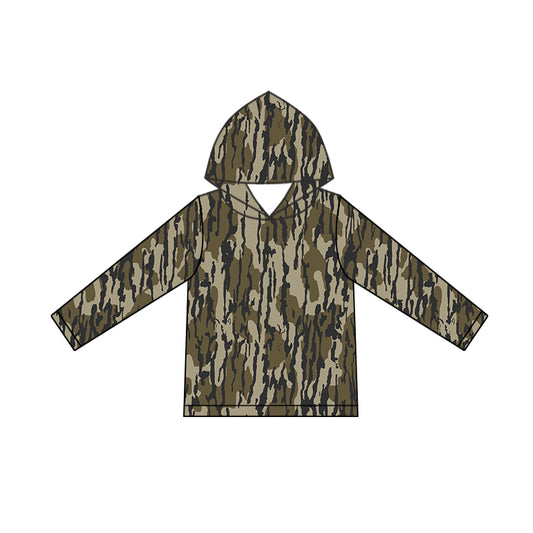 Preorder BT0920 Camouflage army green hooded long-sleeved top