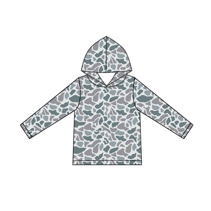 Preorder BT0922 Camouflage gray-blue hooded long-sleeved top