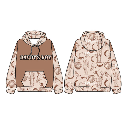 Preorder BT1018 daddy's boy Alpine cow cactus hat pocket brown hooded long-sleeved top