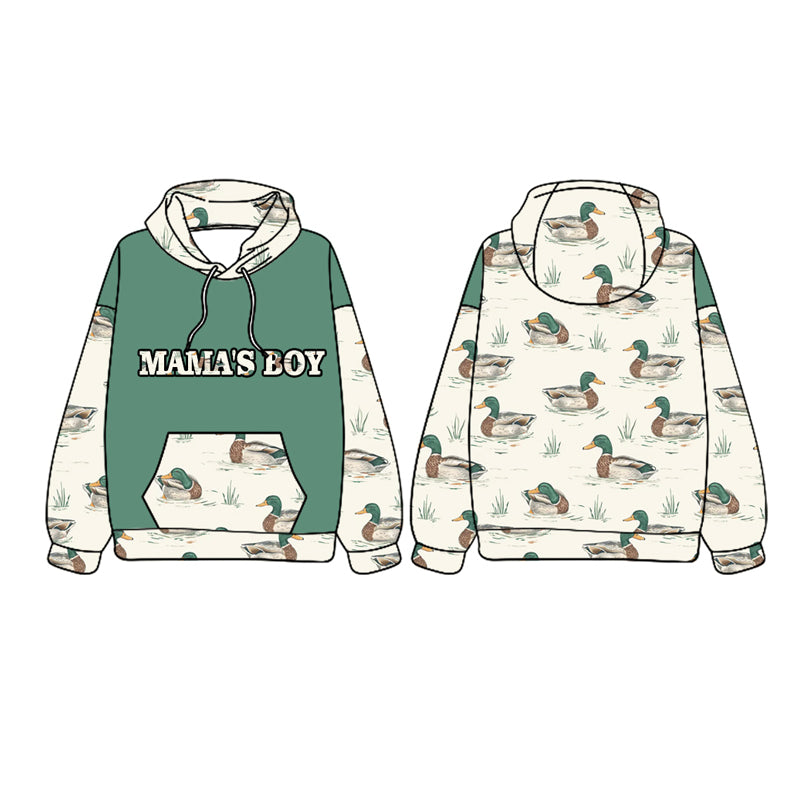 Preorder BT1023 mama's boy Duck pocket beige green hooded long-sleeved top