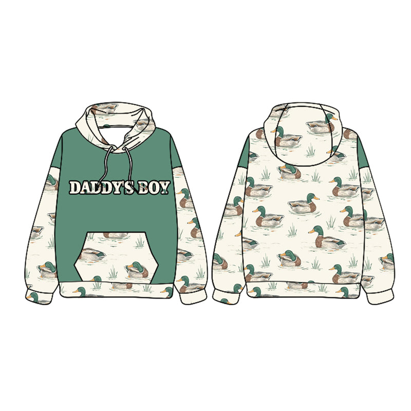 Preorder BT1024 daddy's boy Duck pocket beige green hooded long-sleeved top