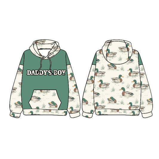 Preorder BT1024 daddy's boy Duck pocket beige green hooded long-sleeved top