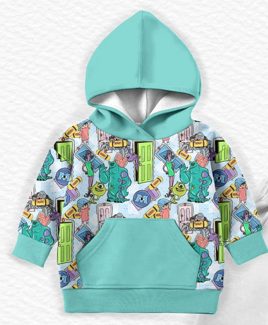 Preorder BT1028 Monsters University cartoon pocket hooded long sleeve top High quality