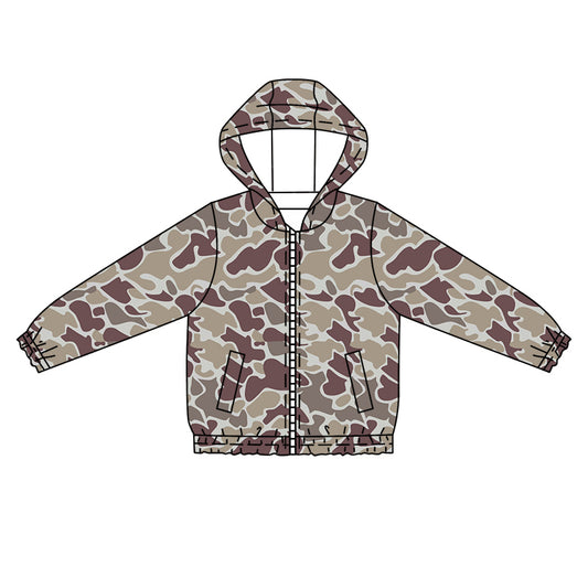 Preorder BT1033 Camouflage zip-up hooded long-sleeved top