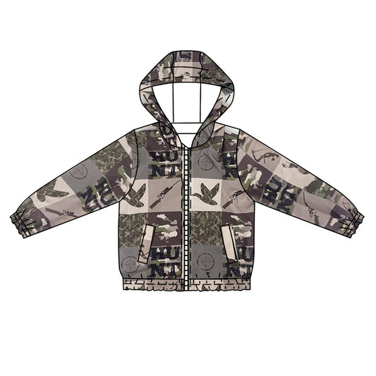 Preorder BT1055 hunt Duck Camo plaid chain hooded long-sleeved top