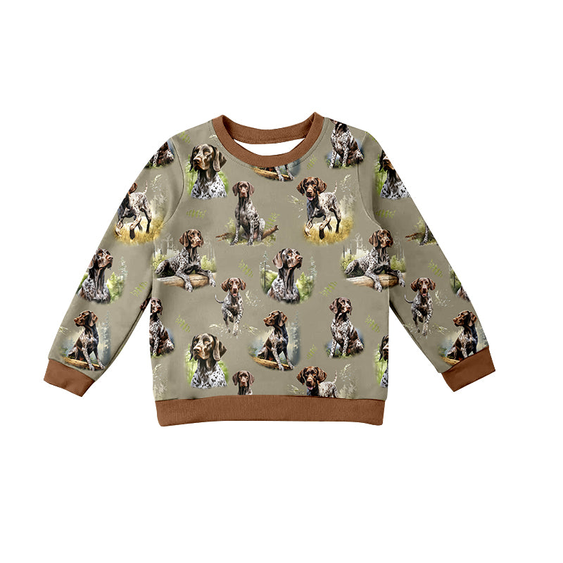 Preorder BT1059 Spotted puppy grey-green long-sleeved top