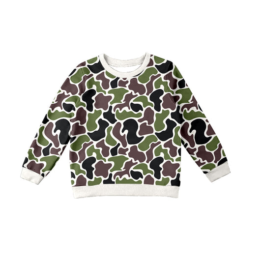 Preorder BT1062 Brown green camouflage beige long sleeve top