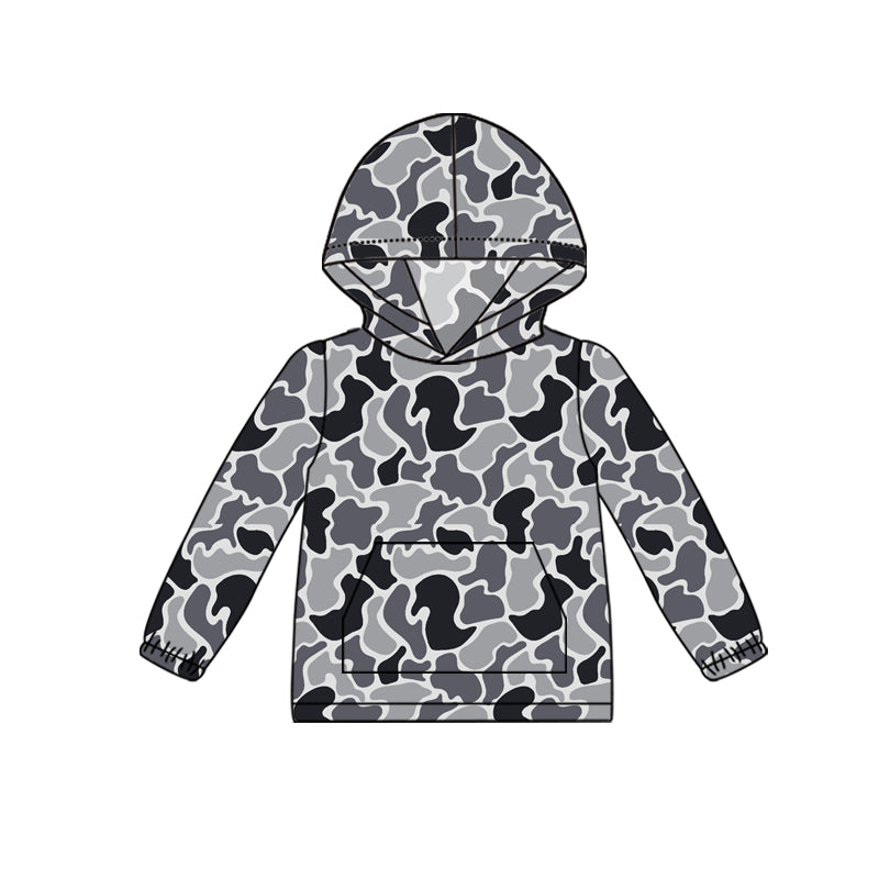 Preorder BT1063 Pocket gray camouflage hooded long-sleeved top