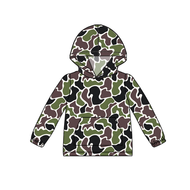 Preorder BT1064 Pocket brown-green camouflage beige hooded long-sleeved top