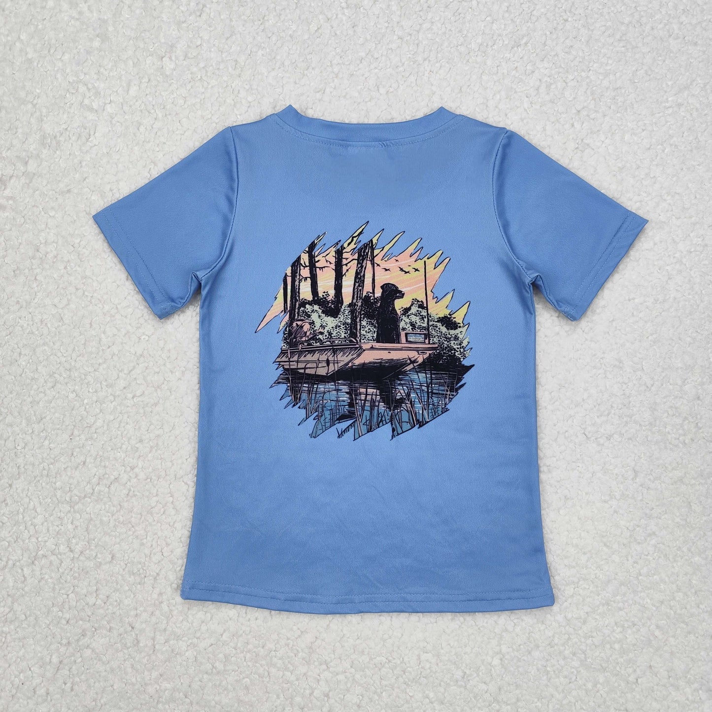 BT1082 Blue Short Sleeve Top Puppy Printed Boys boutique Long Sleeve Top T-Shirts RTS202412