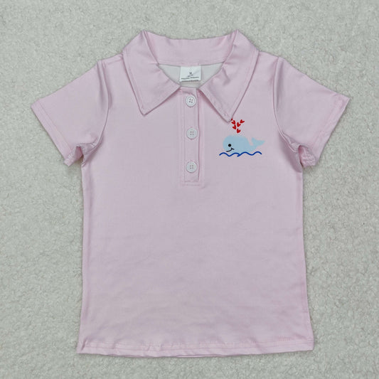 BT1105 Pink Polo  fishing pattern short sleeve t-shirts baby boys boutique outfit  202501RTS