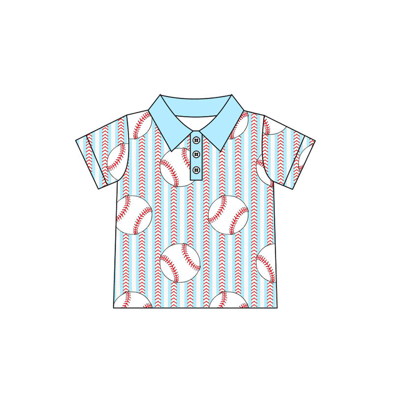 preorder BT1180 blue baseball polo short sleeve shirts Boys Boutique clothes  202502