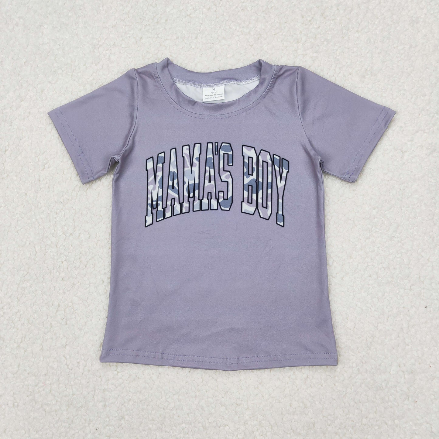 BT1187 grey purple camo letter mamas boy short sleeve shirts boys boutique clothes  202503 RTS