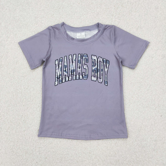 BT1187 grey purple camo letter mamas boy short sleeve shirts boys boutique clothes  202503 RTS
