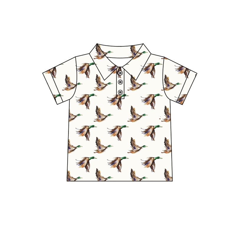 preorder BT1194  duck hunting off-white polo short sleeve top Boys Boutique outfit 202502