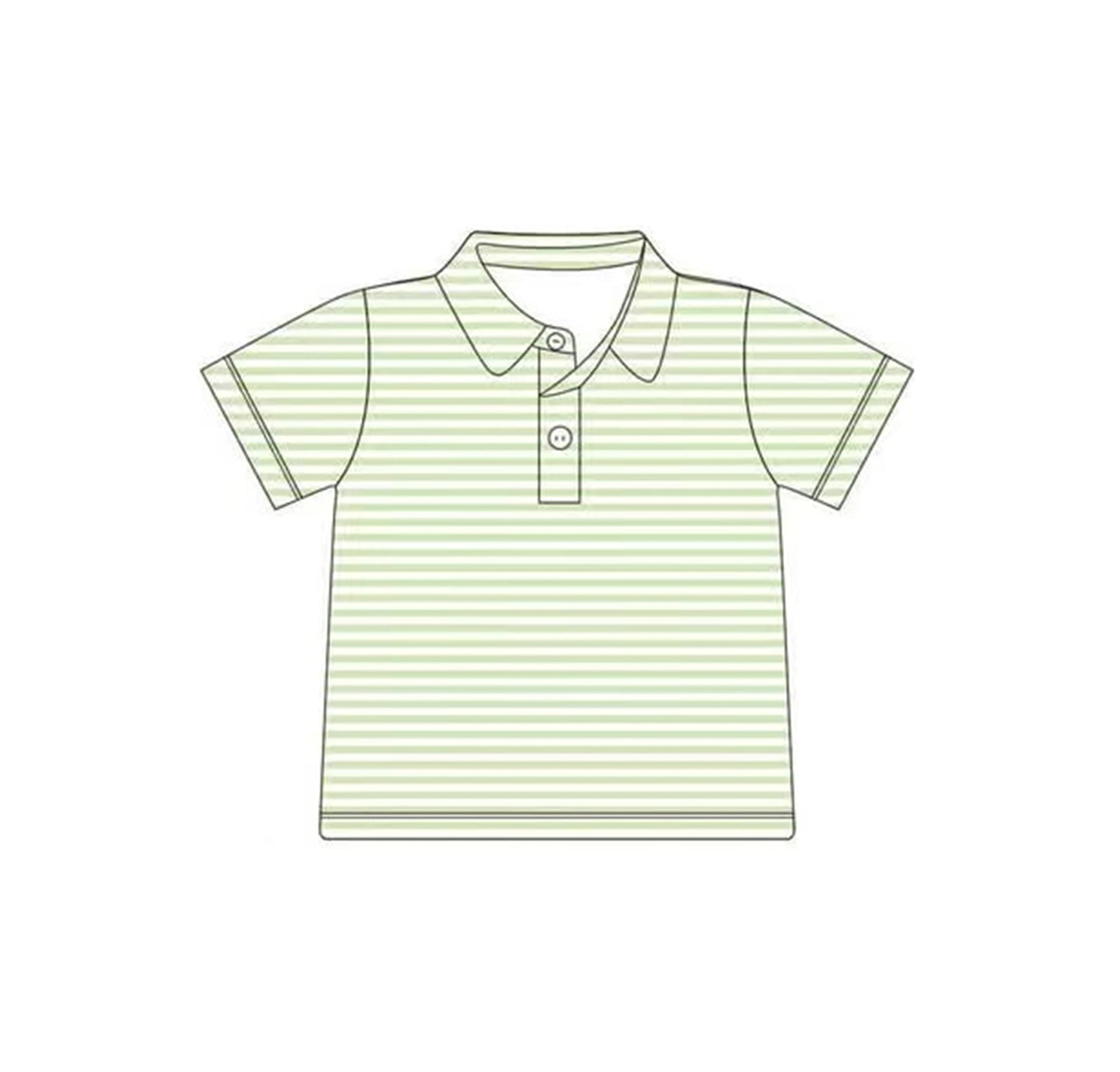preorder BT1198 Light Green Striped Polo Short Sleeve top shirts boys boutique outfit 202502