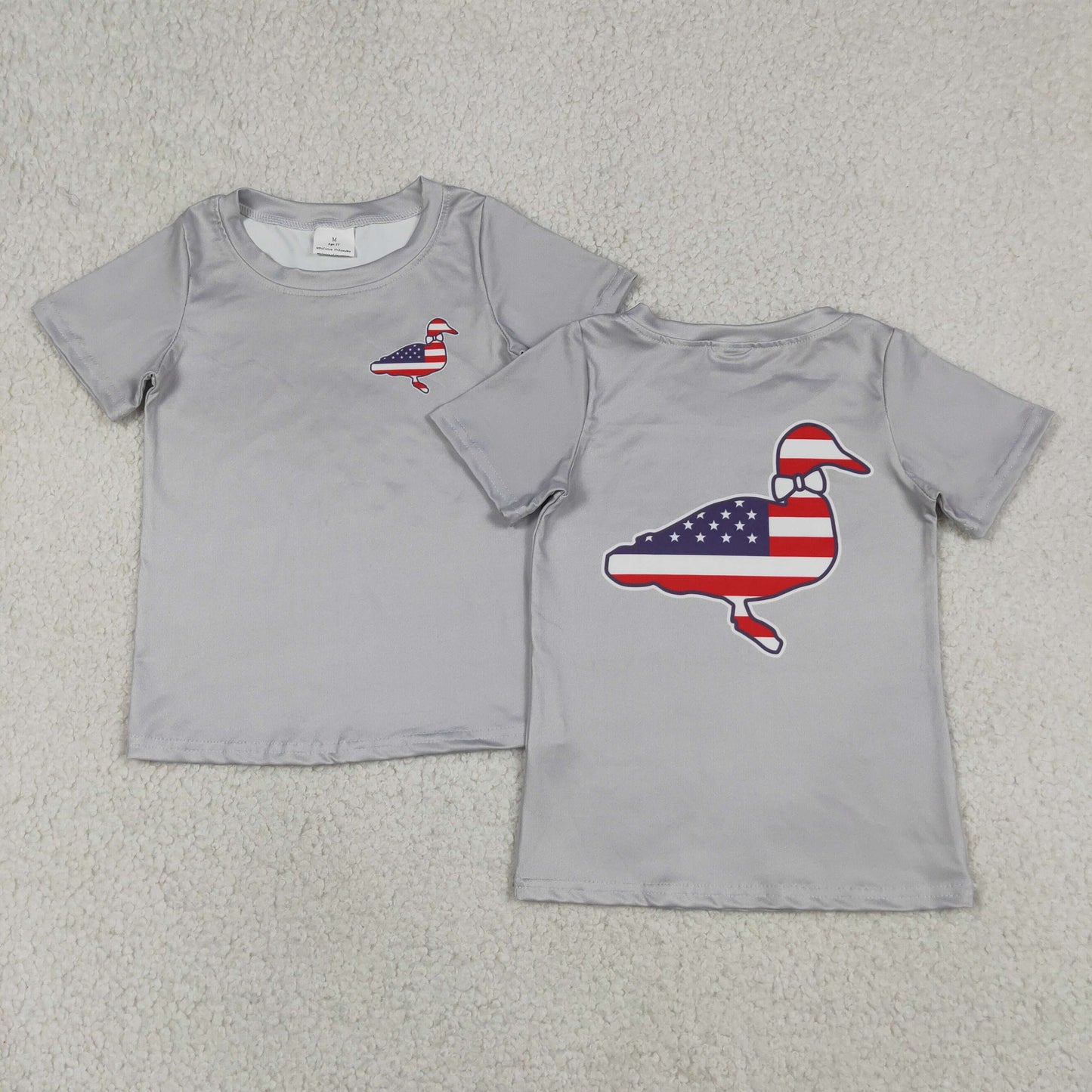 BT1199 4th of July Grey Duck  Short Sleeve top shirts boys boutique outfit 202605 RTS