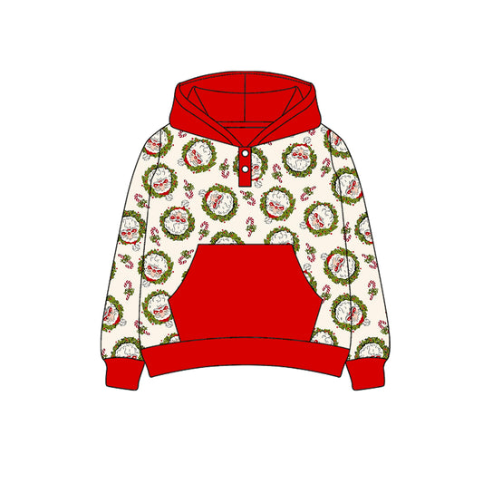 preorder BT1266 Boys Boutique Christmas Red Hooded Long Sleeve Top   202506