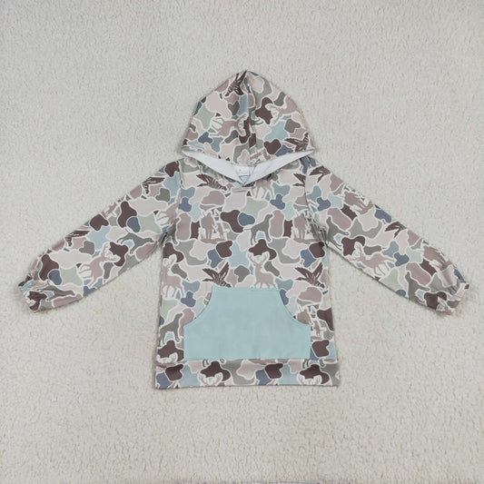 BT1268 Boys Boutique Duck Deer Hunting Camo Hooded Long Sleeve Top   202507 RTS