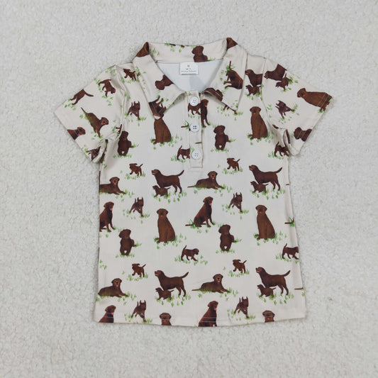 BT1299 Puppy Beige Polo Short Sleeve Top Boys  202508 RTS
