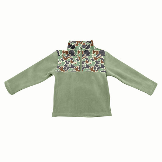 preorder BT1308 Pea Green Camouflage Zippy Long Sleeve Boys Top 202508