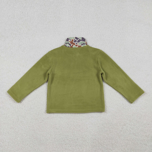 BT1308 Pea Green Camouflage Zippy Long Sleeve Boys Top 202510 RTS