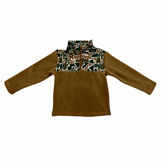 preorder BT1309 Brown Camouflage Zippy Long Sleeve Boys Top 202508
