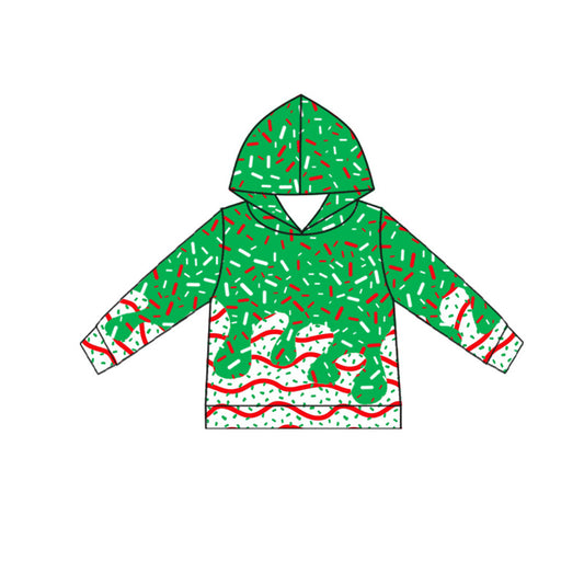 preorder BT1316 Waffle Ice Cream Green Drip Hooded Long Sleeve Boys Top 202508