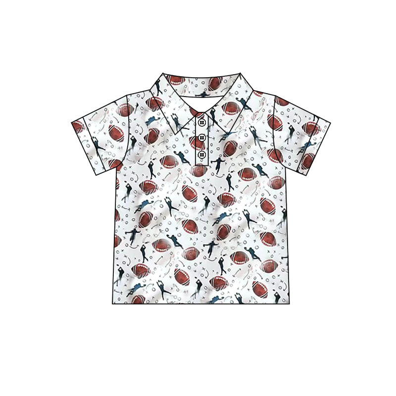 preorder BT1324 Rugby Pattern Beige Polo Short Sleeve Boys Top 202508