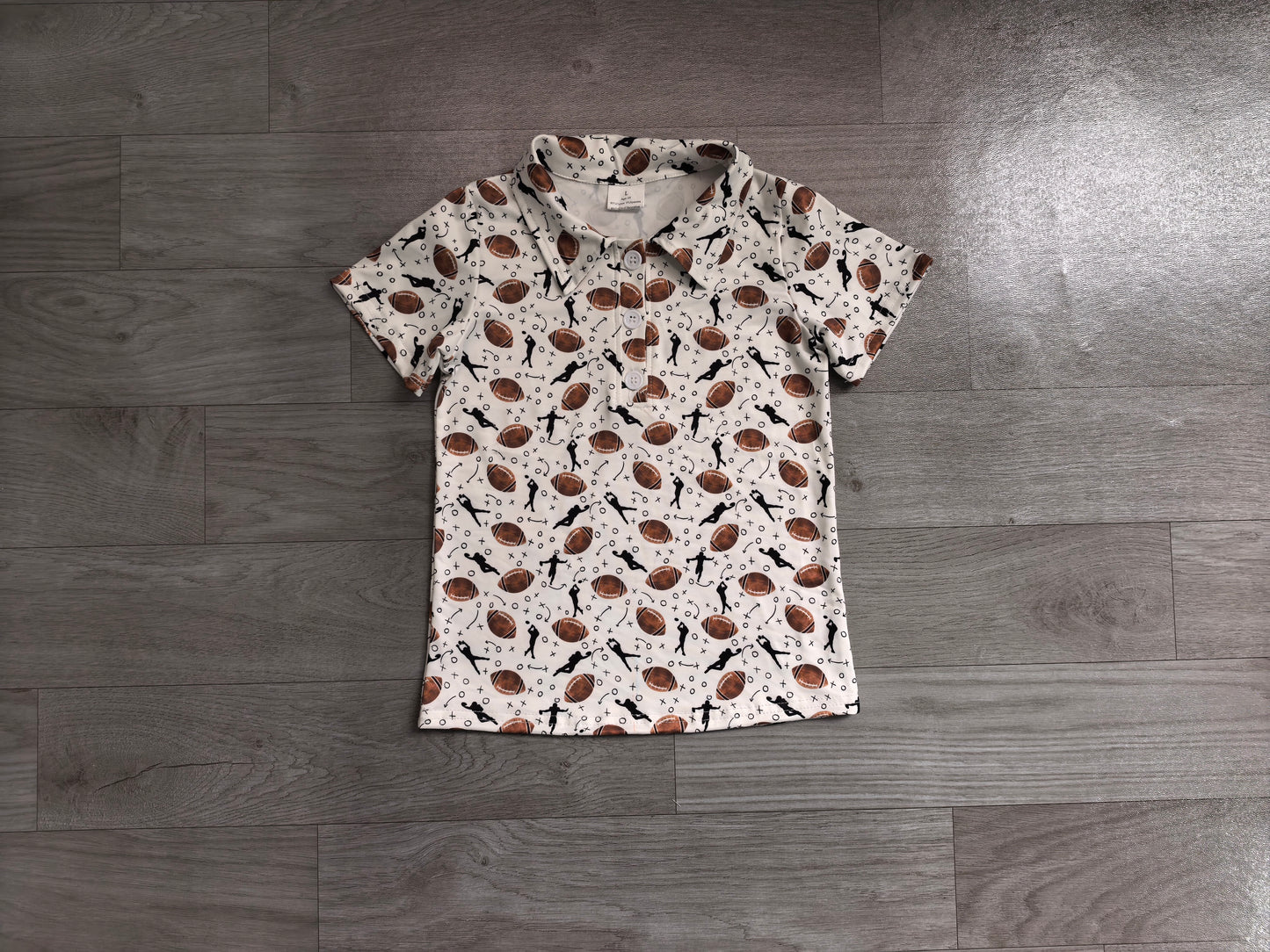 NO MOQ preorder BT1324 Rugby Pattern Beige Polo Short Sleeve Boys Top 202606