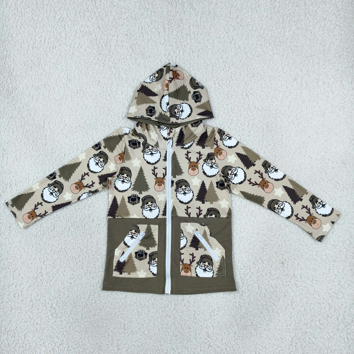 BT1328 Christmas Forest Santa Hoodie Kids Coat