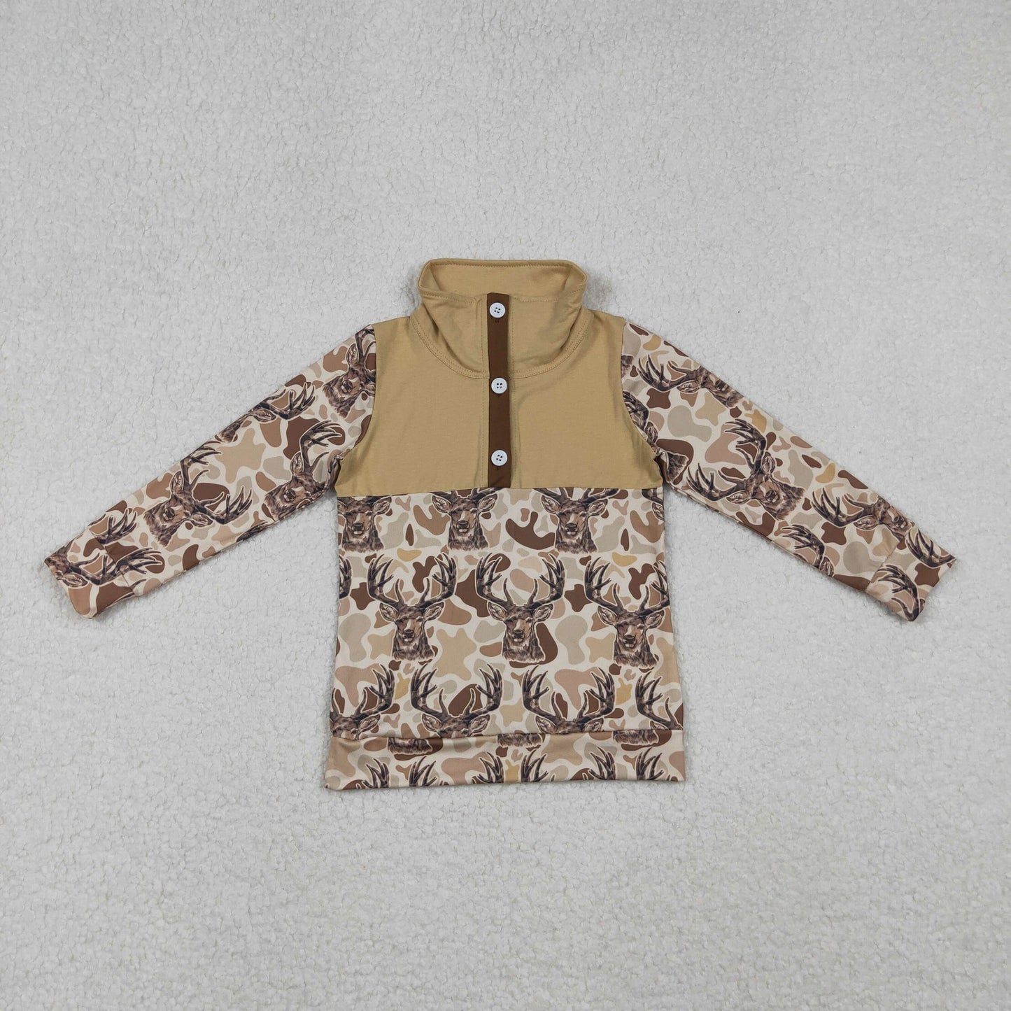 BT1338-XS-3XL Deer Hunting Cowboy Button Zipper  Camouflage Long Sleeve Boys Top 202509